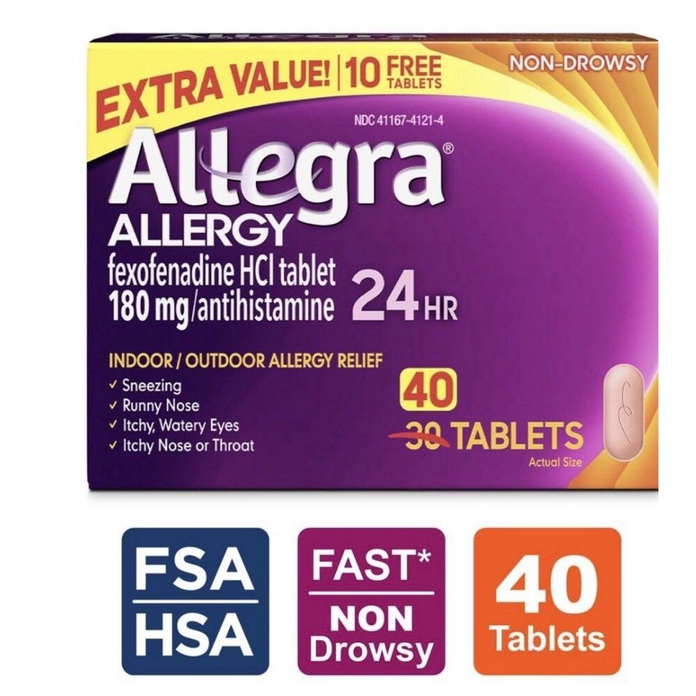 Allegra 24HR Allergy Relief HCI 180mg 40 Tablets exp. 12/2026
